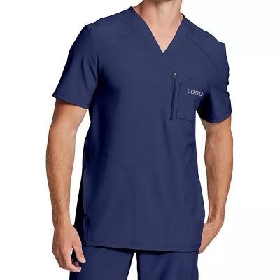 China Scrubs Suit Hospital Nursing Uniforms Set Men's V-Neckline V-neck Sleeveless Short Sleeve Doctor Nurse Spa for sale