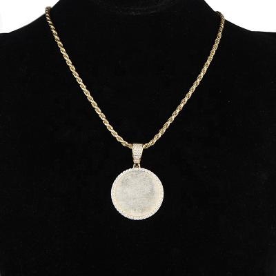 China Hiphop Iced Out VVS Moissanite Memory Photo Pendant With 3mm S925 Sterling Silver Rope Hip Hop Chain Jewelry for sale