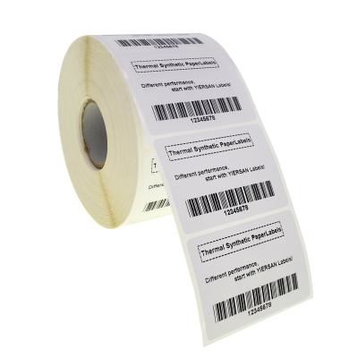 China Barcode Roll Custom White Paper Adhesive Label Printable Direct Thermal Synthetic Sticker For Barcode Printer for sale