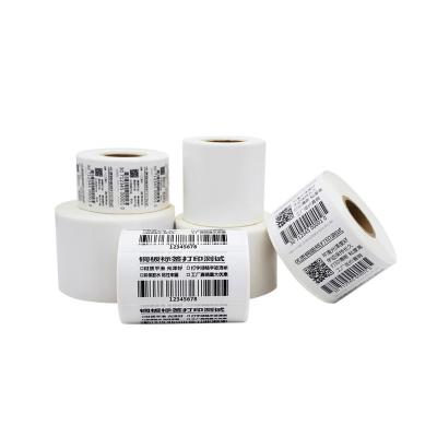 China Barcode factory wholesale supply blank art paper sticker custom thermal adhesive label rolls for sale