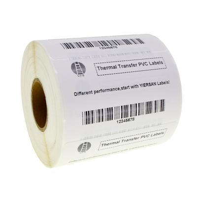 China Factory Wholesale Custom Water Roll Waterproof Blank PVC Thermal Transfer Barcode Adhesive Label Sticker for Barcode Printer for sale