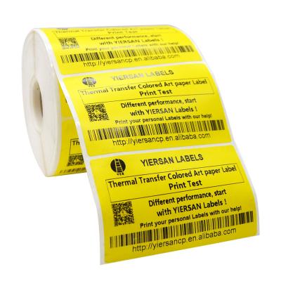 China Wholesale barcode roll pantone color 100x60mm transfer art paper adhesive label printable thermal sticker for logistics warehouse for sale