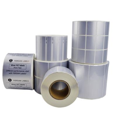 China Multiple Features Waterproof Blank Glossy Sticker Adhesive Roll PET Matte Silver Thermal Transfer Polyester For Label Printer for sale