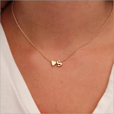 China A-Z English Letter Vintage SY Amazone Fashion Three-Dimensional Pendant Necklace Alloy Best-selling Simple Simple Pendant Heart Necklace for sale