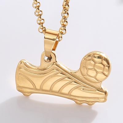 China SY Vintage Fashion Hip Hop Stainless Steel Soccer Sneakers Necklace Pendant Jewelry Creative European Cup Soccer Shoe Necklace for sale