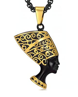 China Wholesale Antique Leopatra Leopatra Hip Hop Two Hop Stainless Steel Vintage SY Spot Egyptian Main Pendant Necklace Color Pendant for sale