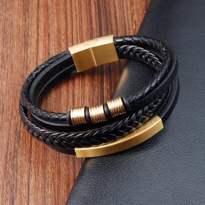 China Casual/Sporty Multilayer Bracelet Viking Leather Stainless Steel Insert Bracelets For Men Braided Bangles Jewelry Homme Punk Accessories for sale