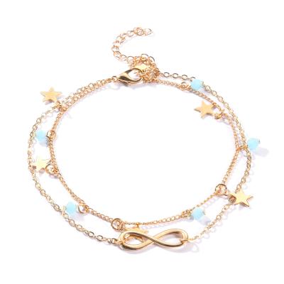 China TRENDY Summer Boho Butterfly Anklet For Women Gold Crystal Ankle Bracelet Leg Bracelet Beach Accessories Multilayer Jewelry for sale