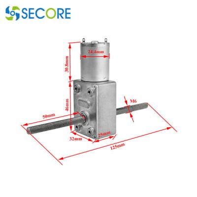 China High Torque 10rpm Dc Worm Gear Motor Self Locking With M6 Dual Screw Shafts for sale