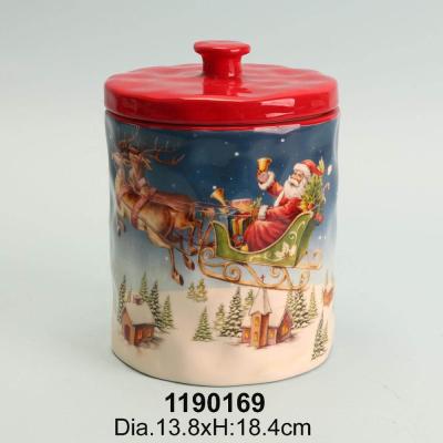 China Food Container Christmas Style Cookie Jar Ceramic Ceramic Kitchenware for sale