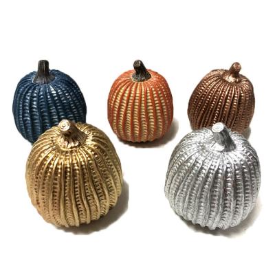 China Artificial Plastic Round Terracotta Glitter Pumpkin Decor for sale