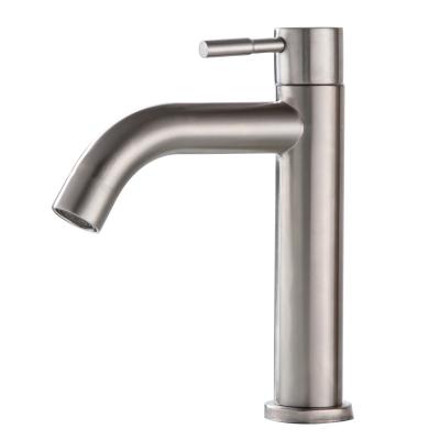 China Modern 304 Single Cold Single Hole Basin Faucet Stainless Steel Basin Faucet Bathroom Basin Sink Faucet for sale