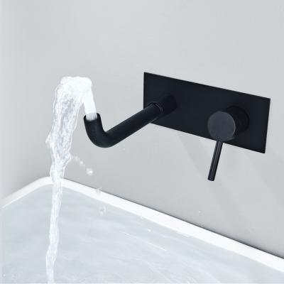 China High Quality Metered Faucets In-Wall Bathroom Bath Sink Faucet With 150/210/260 Mm Spout Matt Black Wall Mount Basin Faucet for sale