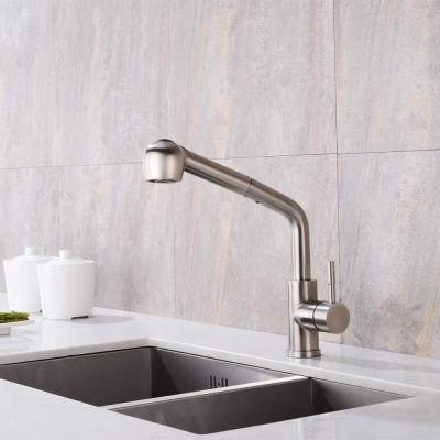 China Modern Brushed Nickel Slight Burn Handle 360 ​​Rotation Mixer Tap Kitchen Mixer Tap Pull Out Kitchen Faucets for sale