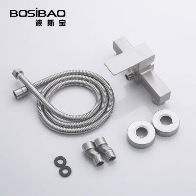 China Without Slide Bar Factory 304 Stainless Steel Shower Faucet Bathroom Water Mixed Valve Wholesale Square Shower Faucet for sale