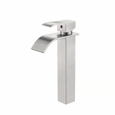 China Waterfall Bathroom Cabinet Classic Single Handle Stainless Steel Hot Cold Water Basin Faucet for sale