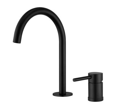 China Contemporary Single Handle Black Stainless Steel Split Three Hole Wash Basin Faucet Hot And Cold Black for sale