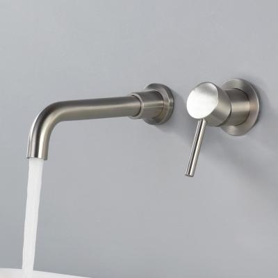 China Modern Wholesale Price Brushed Nickel Modern Bathroom Water Taps Faucets sus 304 Basin Faucet Mixer Tap for sale