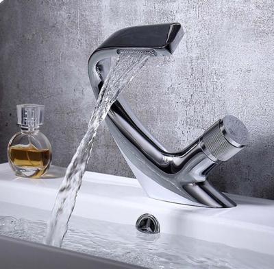 China Metered Waterfall Mixer Taps Waterfall Cold And Hot Water Mixer Bathroom Sink Mixer Basin Tap&faucet for sale