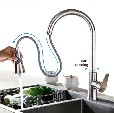 China Modern Wholesale Good Prices 304 Stainless Steel Pull Down Sprayer Kitchen Faucet Faucet for sale