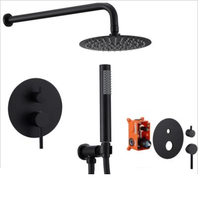 China Without Slide Bar Good Quality Round Matte Black 304 Stainless Steel Shower Faucet Set Wall Mounted For Your Bathroom for sale