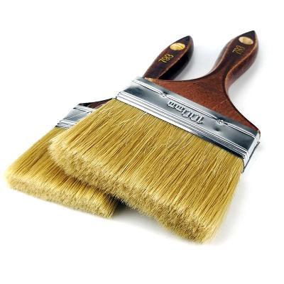 China Paint Factory Wholesale Paint Brush Flat Bristle Handle Brush Boar Wood Bristle Brush for sale