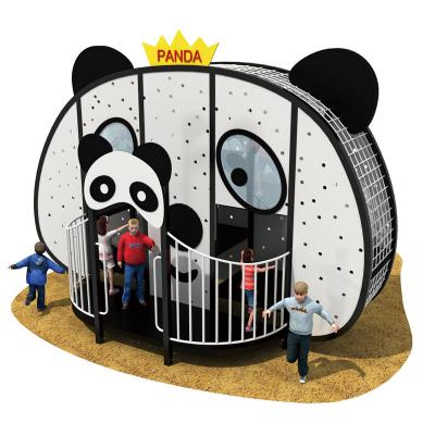 China Playgrond High Quality Multifunctional Outdoor Kids Playground Goods Cute Panda Theme Plastic And Galvanized Tube Playhouse With Slide Fun for sale