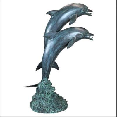 China China Outdoor Sculpture Garden Decoration Metal Casting Modern Bronze Dolphin Sculpture On Sale for sale