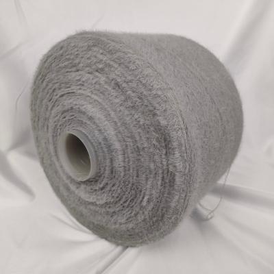 China 1.3CM 100% Nylon Imitated Mink Yarn Fluffy Grey Feather Yarn For Knitting Scarves for sale