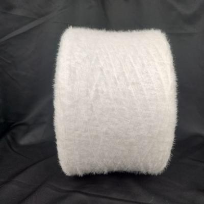 China 1.3cm NM12 Bleached White / Raw White Nylon Feather Yarn For Flat Machine Knitting for sale