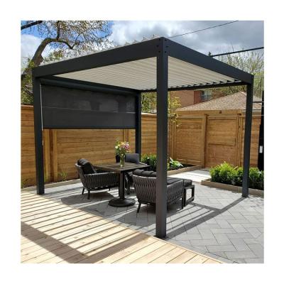 China Easily Assembled Vintage Balcony Gazebo Black Sun Shade Cheap Aluminum Outdoor Pergola for sale