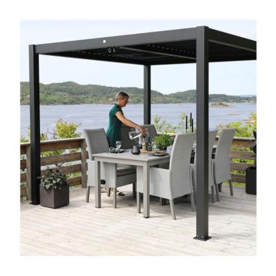 China Easily Assembled Outdoor Waterproof Rainproof Canopy Roof Aluminum Sun Screen Pergola With Led for sale