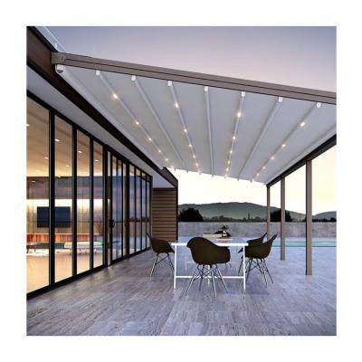 China Easily Assembled 6x6 4 Ways Waterproof Retractable Roof Bioclimatic Arched Aluminum Slated Pergola for sale