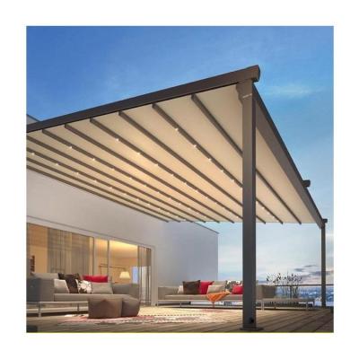 China Easily Assembled Retrattile Canopy 3x4 Terrace PVC Led Pergola With Retractable Roof Tent For Restaurant for sale