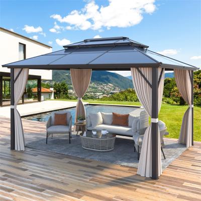 China Wholesale 10x10ft Garden Pop Up Waterproof Soft Top Patio Metal Frame Garden Canopy Gazebo With Sides for sale