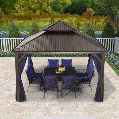 China 3x3 Garden Heavy Metal Double Galvanized Steel Cover Garden Roof Hardtop Aluminum Garden Gazebo for sale