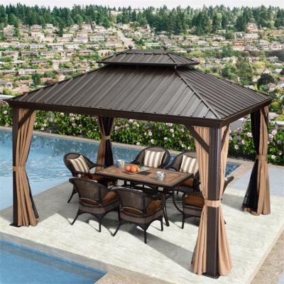 China Backyard Commercial Steel Top Gazebo Garden Curtain Fabric 3x4 Polyester Waterproof Gazebo for sale