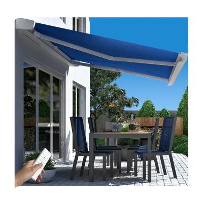 China Max projection 4m balcony retractable modern toldos smart rc Anti-UV wifi folding roof black tent for sale