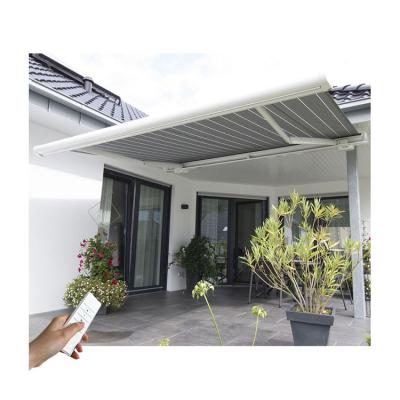 China Motorized Remote Sunshade Anti-UV Motorized Full Control Cassette Pergola Canopy Electric Retractable Tent for sale