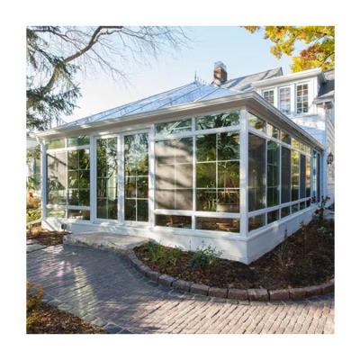 China 4 Seasons Insulated Solarium Sunroom Sun Block Prefab Veranda Glass Frame House For Conservatory for sale