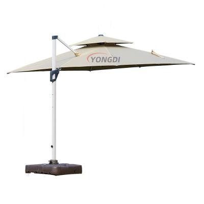 China 10ft Contemporary Luxury Outdoor White Garden Beach Parasol Cover Aluminum Tilt Offset Patio Cantilever Umbrella With Logo for sale