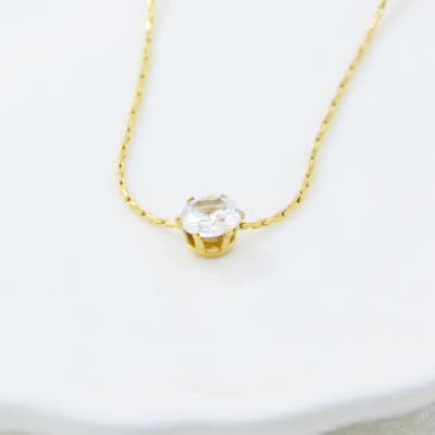 China OEM FASHIONABLE Exquisite 18k Gold Plated Stainless Steel Diamond Necklaces Shining Cubic Zircon Pendant Necklaces For Women for sale