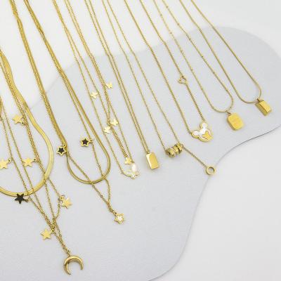 China Wholesale Hot Sale FASHIONABLE Stainless Steel Necklace For Female Exquisite Simple Popular Pendant Necklace Jewelry 18k Gold Plated for sale