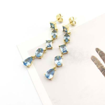 China TRENDY Vintage Jewelry Shiny Spinel Oversized Zircon Long Drop Earrings For Women for sale