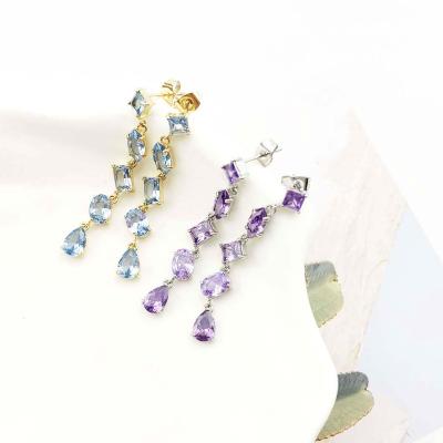 China FASHIONABLE amethyst and stainless steel jewelry dangle earrings new style for women girls drop earrings gift for friend for sale