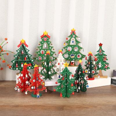 China 2022 New Style PVC Wooden Christmas Tree Decoration Mini Christmas Tree Ornaments Children Christmas Gifts for sale