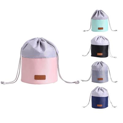 China Durable Fashion Round Waterproof Women Travel Makeup Toiletry Wash Female Lazy Storage Beauty Kit Case Drawstring Cosmetic Bag for sale