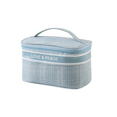 China Durable Custom Logo Knitting Style Cosmetic Bag Portable Carry-on Makeup Bag Fashion Large Storage Bag for sale