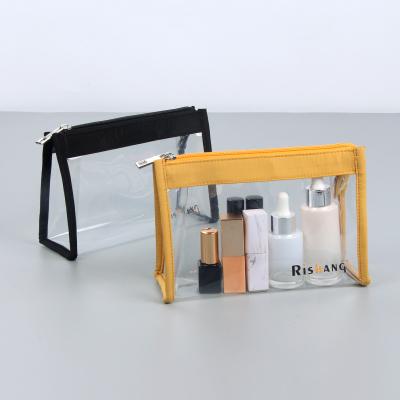China Durable Women Beauty Toiletry Kit Wash Pouch Transparent PVC Small Cosmetic Wash Zipper Travel Organizer Clear Makeup Bag for sale