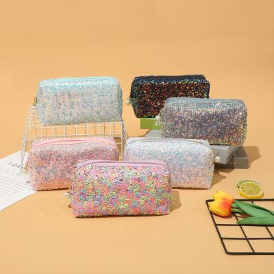 China Durable Wholesale Fashion Sequin Make up Bag Ladies Storage Travel Casual Cosmetic Cases Wash Bag for sale